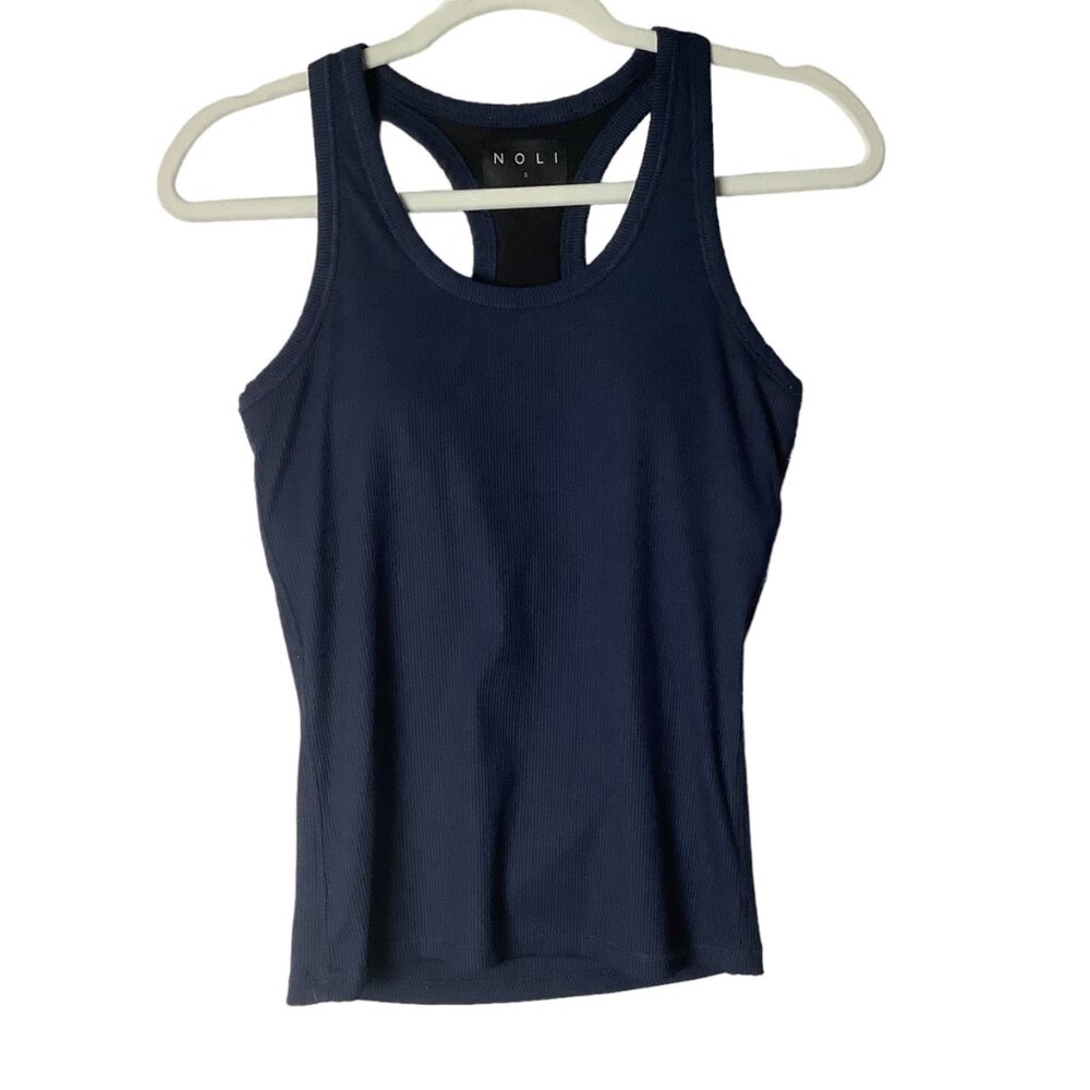 Noli Women's Navy Blue‎ Racerback Tank Top Size Small Yoga Workout Stretch